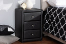 Amsterdam Black Faux Leather Upholstered 3-Drawer Nightstand Baxton
