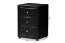 Amsterdam Black Faux Leather Upholstered 3-Drawer Nightstand Baxton