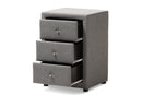 Amsterdam Gray Fabric Upholstered 3-Drawer Nightstand Baxton