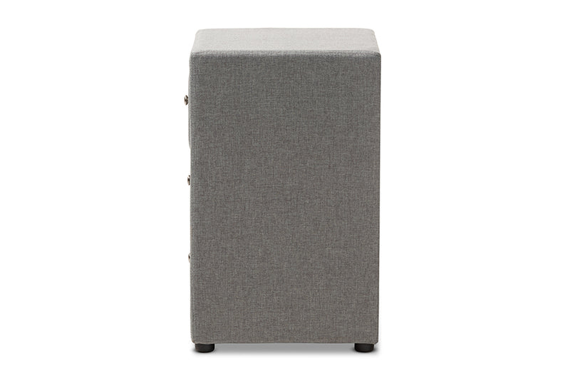 Amsterdam Modern and Contemporary Gray Fabric Upholstered 3-Drawer Nightstand