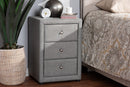Amsterdam Gray Fabric Upholstered 3-Drawer Nightstand Baxton