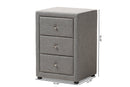 Amsterdam Gray Fabric Upholstered 3-Drawer Nightstand Baxton
