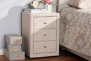 Amsterdam Beige Fabric Upholstered 3-Drawer Nightstand Baxton