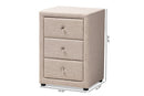 Amsterdam Beige Fabric Upholstered 3-Drawer Nightstand Baxton