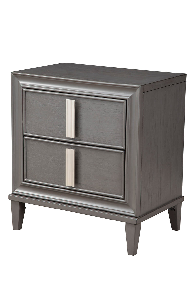 Ayala 2 Drawer Nightstand, Dark Grey