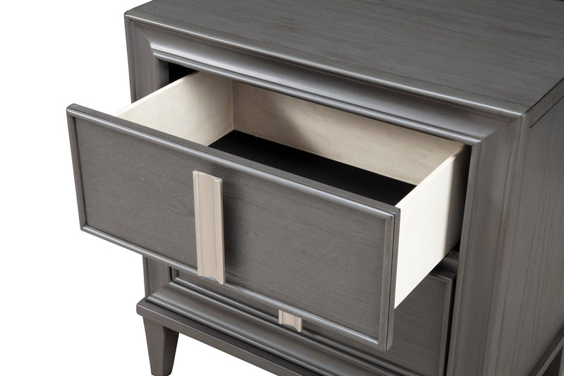 Ayala 2 Drawer Nightstand, Dark Grey Alpine