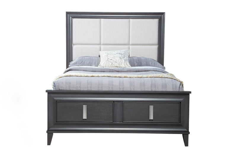 Ayala Queen Storage Footboard Platform Bed, Dark Grey