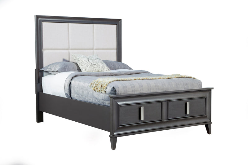 Ayala Queen Storage Footboard Platform Bed, Dark Grey