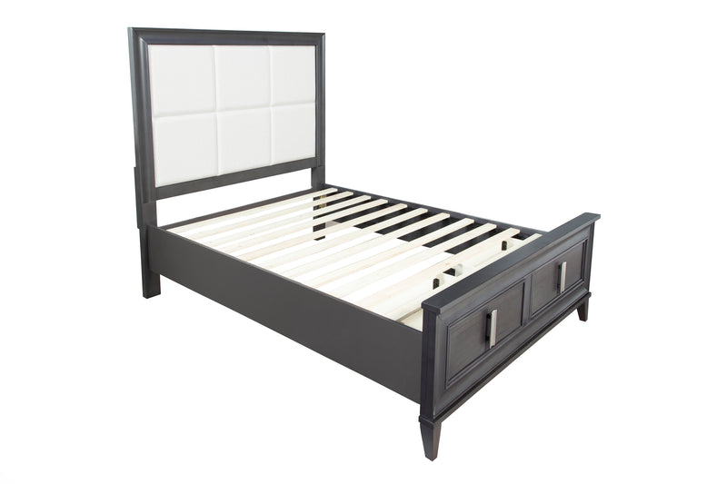 Ayala Standard King Storage Footboard Platform Bed, Dark Grey