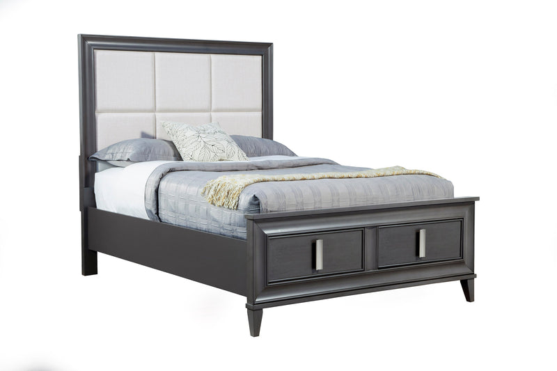 Ayala California King Storage Footboard Platform Bed, Dark Grey Alpine