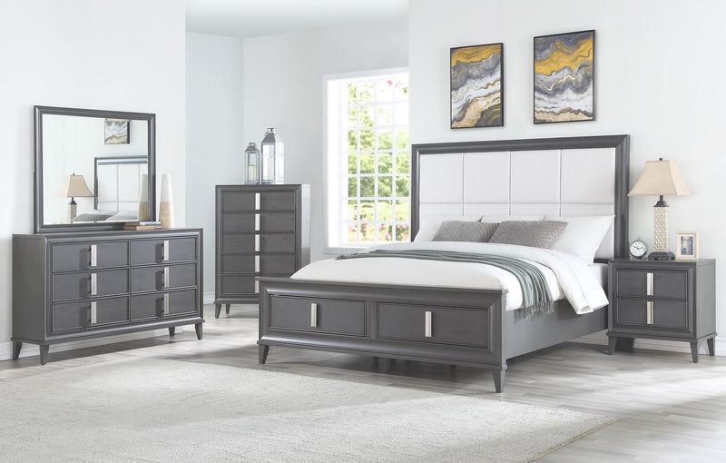 Ayala Standard King Storage Footboard Platform Bed, Dark Grey Alpine
