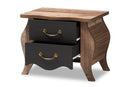Laurana Country Black and Oak-2-Drawer Nightstand Baxton
