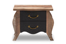 Laurana Country Black and Oak-2-Drawer Nightstand Baxton