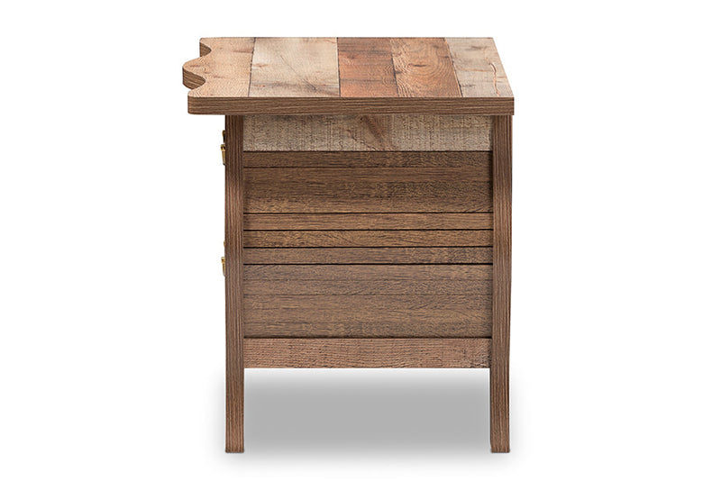 Laurana Country Black and Oak-2-Drawer Nightstand Baxton