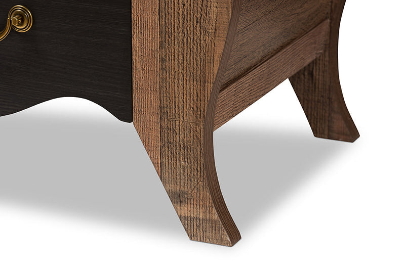 Laurana Country Black and Oak-2-Drawer Nightstand Baxton