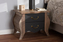 Laurana Country Black and Oak-2-Drawer Nightstand Baxton