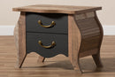 Laurana Country Black and Oak-2-Drawer Nightstand Baxton