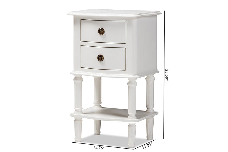 Gilbert Country White Finished 2-Drawer Nightstand Baxton