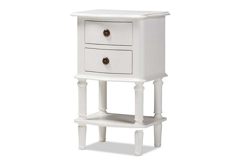 Gilbert Country White Finished 2-Drawer Nightstand Baxton