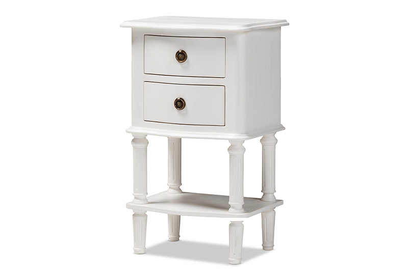 Gilbert Country Cottage Farmhouse White Finished 2-Drawer Nightstand