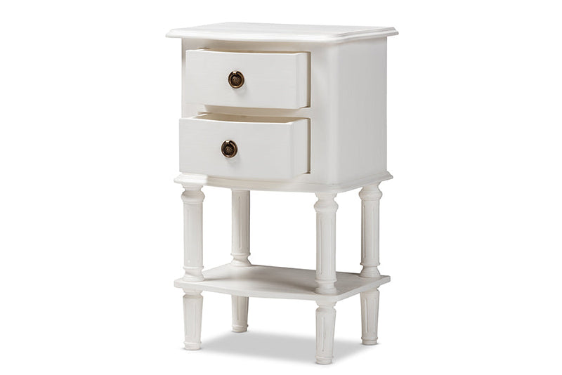 Gilbert Country White Finished 2-Drawer Nightstand Baxton
