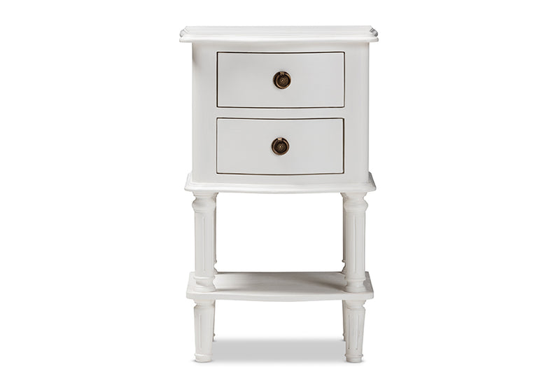 Gilbert Country Cottage Farmhouse White Finished 2-Drawer Nightstand