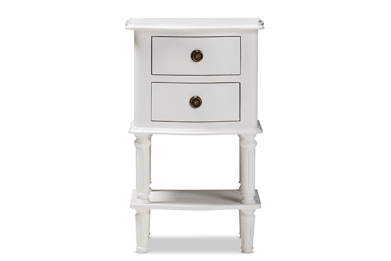 Gilbert Country White Finished 2-Drawer Nightstand Baxton