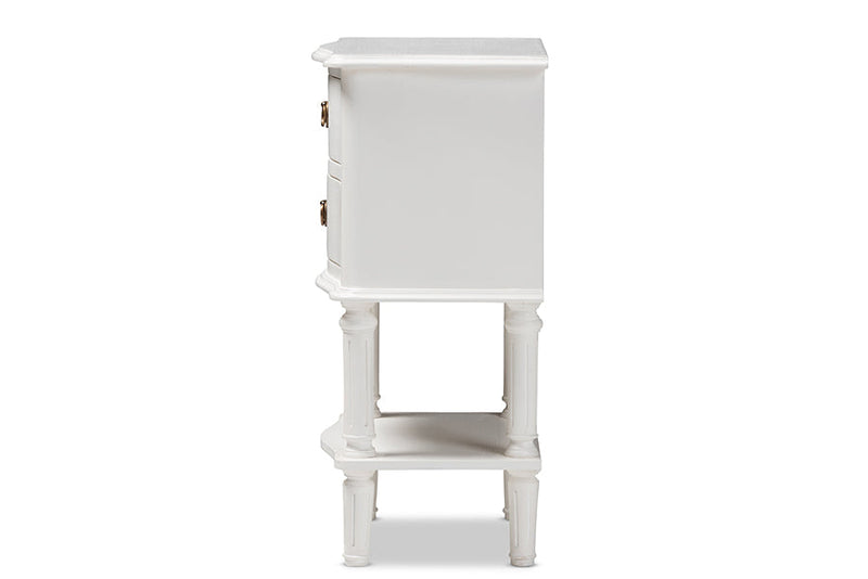 Gilbert Country White Finished 2-Drawer Nightstand Baxton