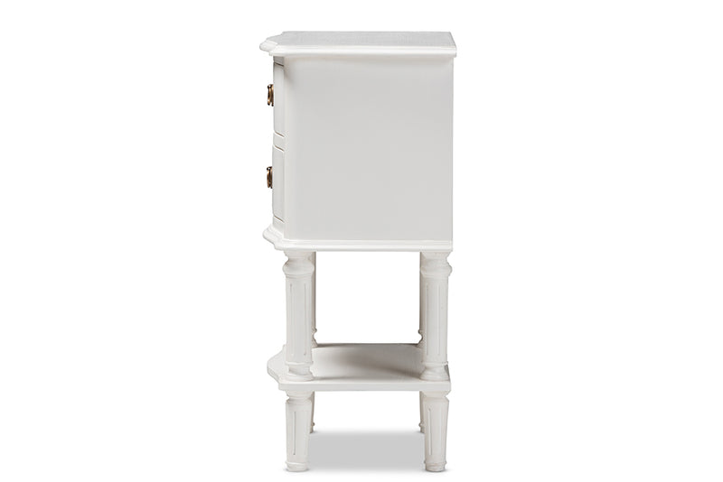 Gilbert Country Cottage Farmhouse White Finished 2-Drawer Nightstand