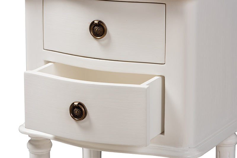 Gilbert Country Cottage Farmhouse White Finished 2-Drawer Nightstand