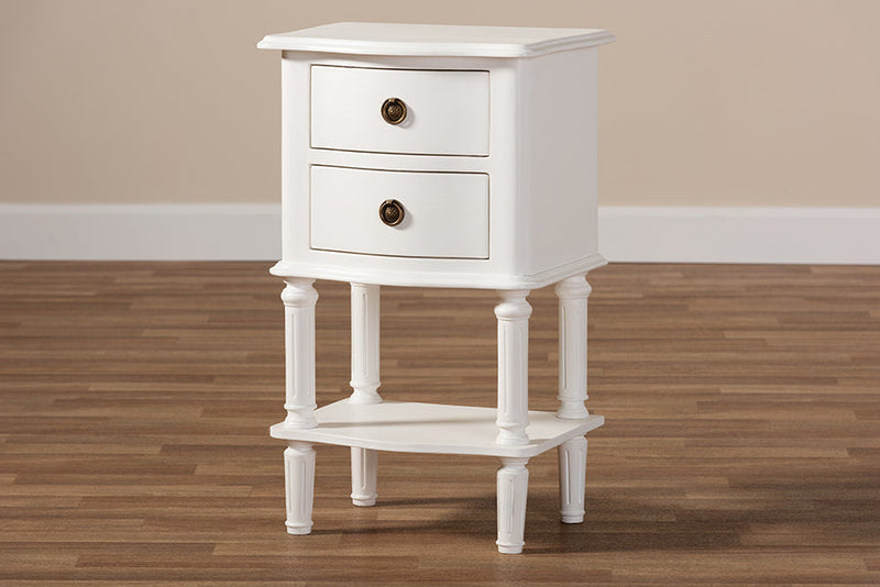 Gilbert Country White Finished 2-Drawer Nightstand Baxton