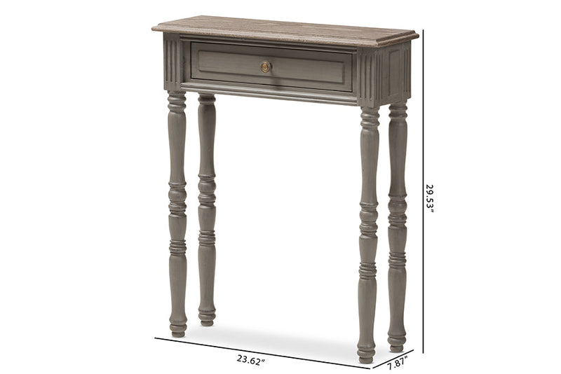Celia Country Brown Finished 1-Drawer Console Table Baxton