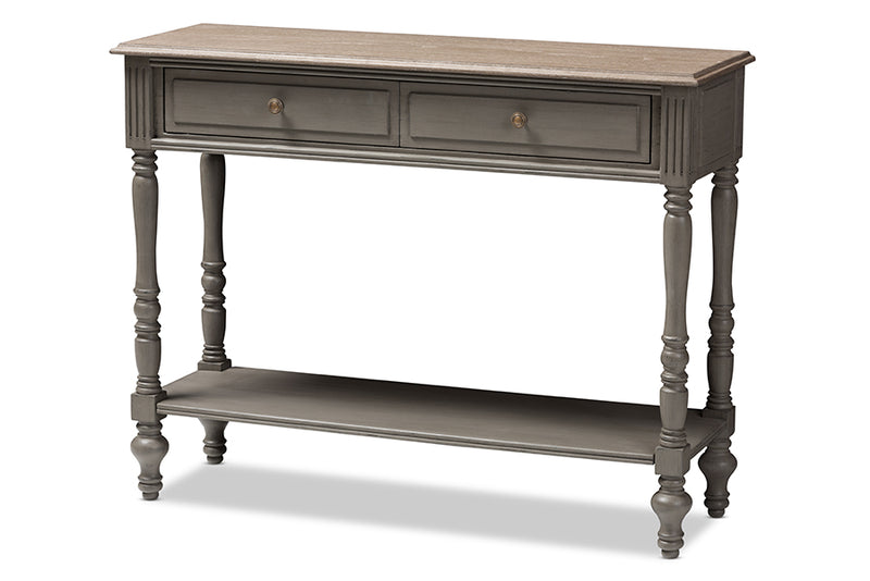 Celia Country Cottage Farmhouse Brown Finished 2-Drawer Console Table