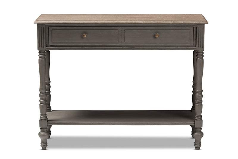 Celia Country Cottage Farmhouse Brown Finished 2-Drawer Console Table