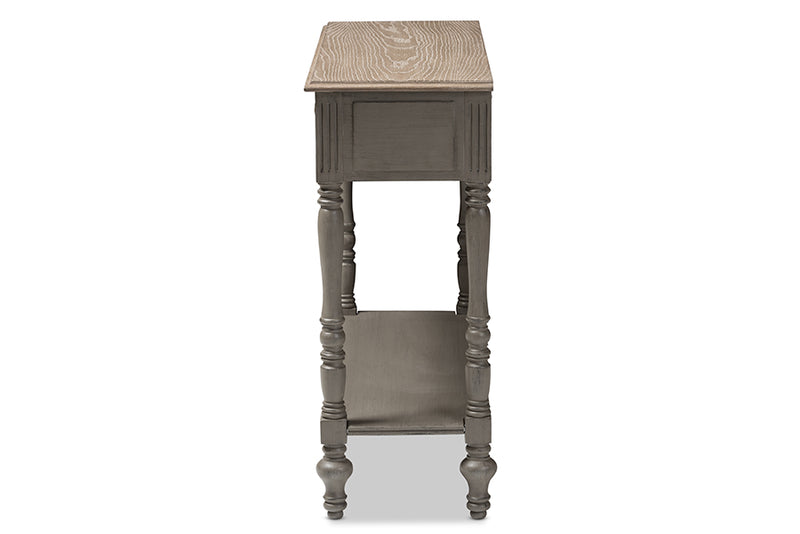 Celia Country Cottage Farmhouse Brown Finished 2-Drawer Console Table