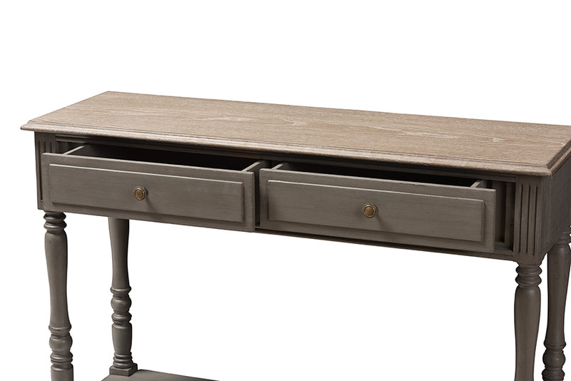 Celia Country Cottage Farmhouse Brown Finished 2-Drawer Console Table