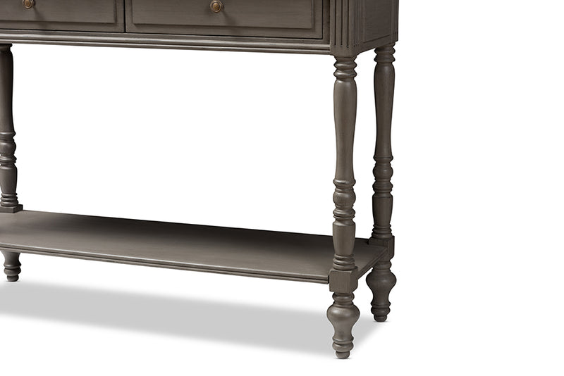 Celia Country Cottage Farmhouse Brown Finished 2-Drawer Console Table