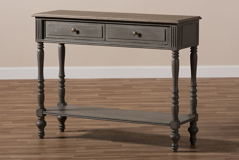 Celia Country Cottage Farmhouse Brown Finished 2-Drawer Console Table