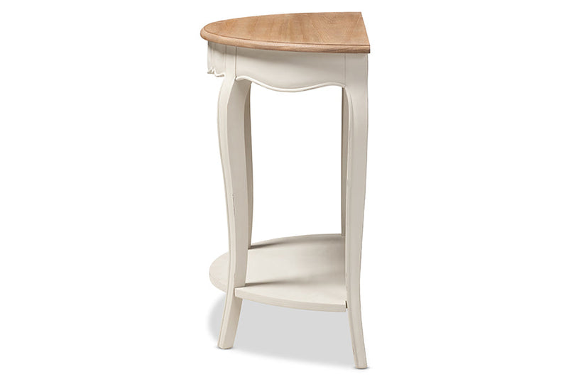 Rogier Country White and Natural Brown Finished Console Table Baxton