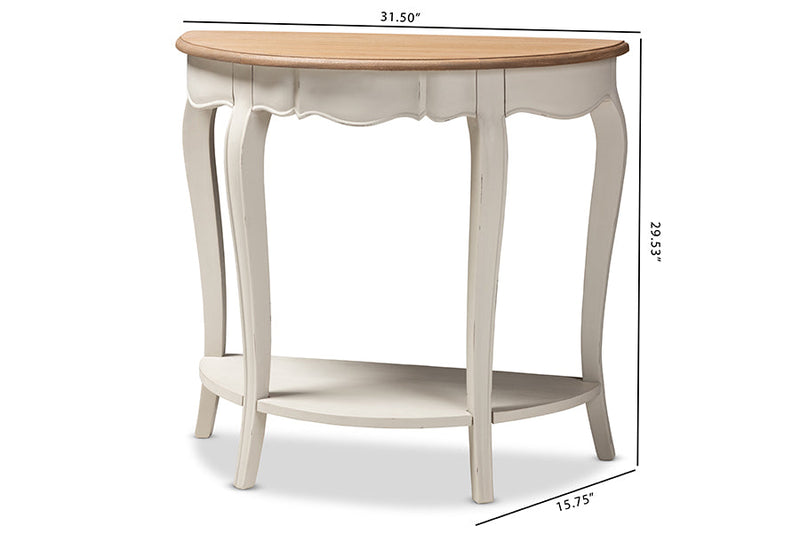 Rogier Country White and Natural Brown Finished Console Table Baxton