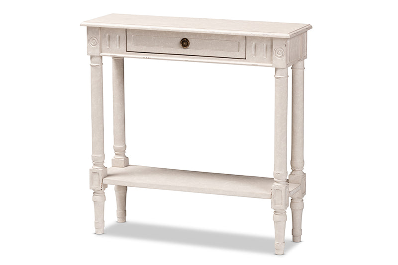 Catalina 31.5" Wide Country Cottage Farmhouse Whitewashed 1-Drawer Console Table