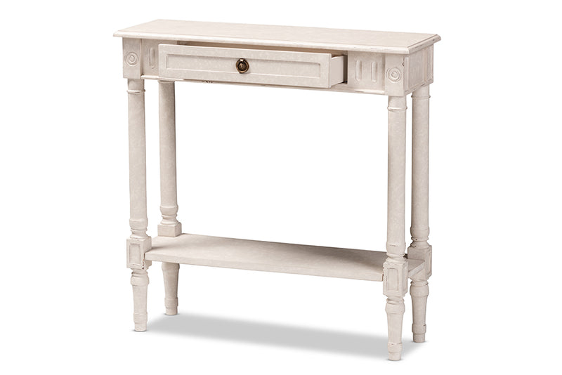 Catalina 31.5" Wide Country Cottage Farmhouse Whitewashed 1-Drawer Console Table