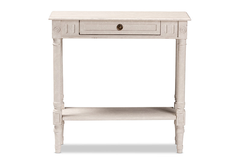 Catalina 31.5" Wide Country Cottage Farmhouse Whitewashed 1-Drawer Console Table