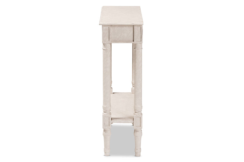 Catalina 31.5" Wide Country Whitewashed 1-Drawer Console Table Baxton