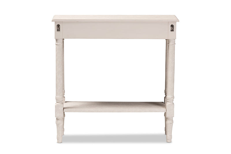 Catalina 31.5" Wide Country Whitewashed 1-Drawer Console Table Baxton