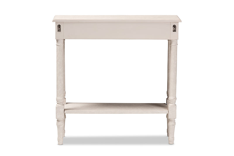 Catalina 31.5" Wide Country Cottage Farmhouse Whitewashed 1-Drawer Console Table