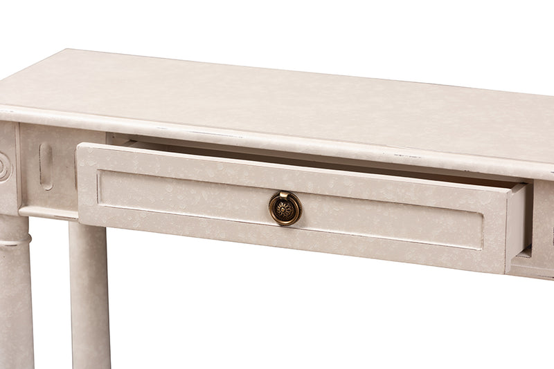 Catalina 31.5" Wide Country Cottage Farmhouse Whitewashed 1-Drawer Console Table