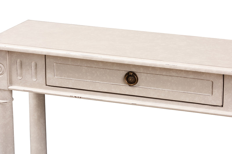 Catalina 31.5" Wide Country Cottage Farmhouse Whitewashed 1-Drawer Console Table