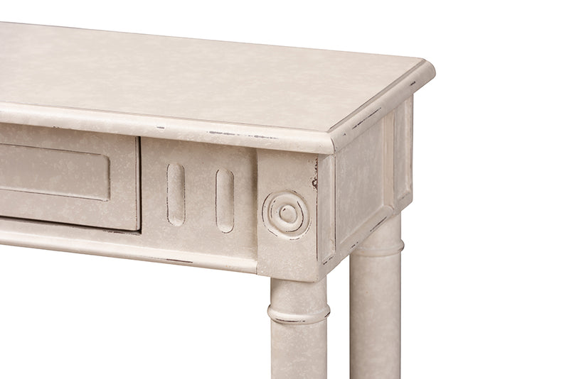 Catalina 31.5" Wide Country Cottage Farmhouse Whitewashed 1-Drawer Console Table