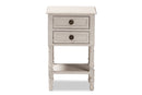 Yana Country Whitewashed 2-Drawer Nightstand Baxton